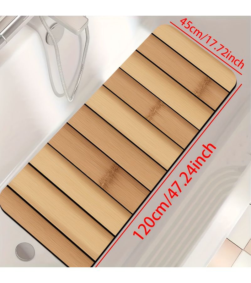 Vertical Stripe Background Pattern Print Diatomite Bathroom Non Slip Mat 45x120cm Quick Drying Absorbent Rubber Backed Soft Comfortable Door Mat Sink Front Floor Mat Shower Rug - Image 5