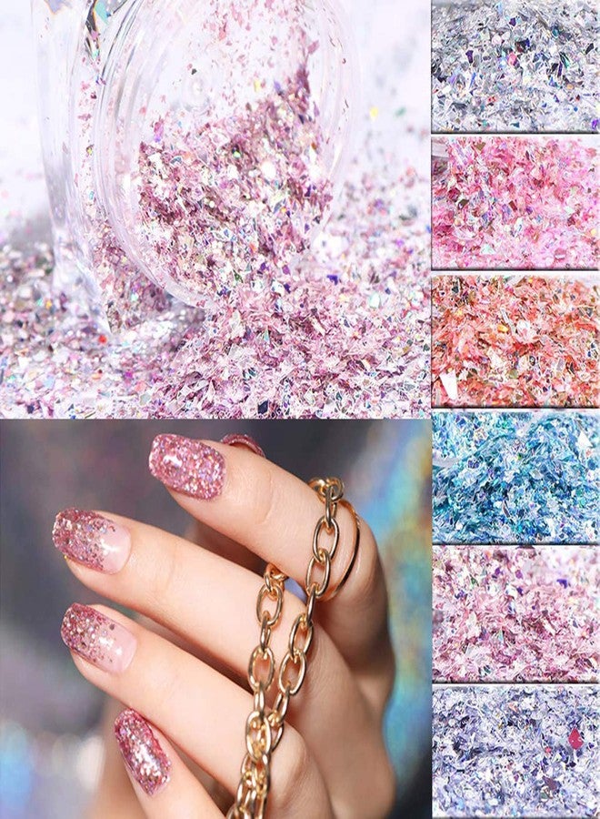 Vezocim Iridescent Glitter Nail Art Sequins, 8 Colors Sparkly Nail Flakes Decoration, Holographic Mixed Size 3D Resin Acrylic Supplies for Women Girls Manicure Charms Nails, DIY Shiny Fingernail Accessories - Image 3