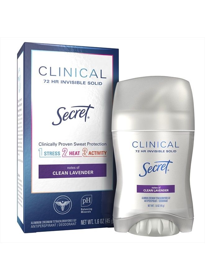 Secret مضاد التعرق ومزيل العرق للنساء من كلينيكال سترينجث، لافندر، 48 ساعة غير مرئي، 1.6 أونصة - Image 1