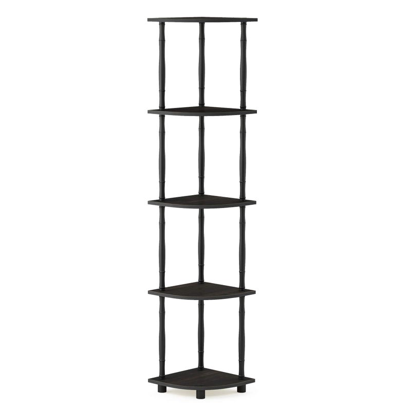 Furinno Furinno TurnNTube 5 Tier Corner Display Rack Multipurpose Shelving Unit with Classic Tubes EspressoBlack 18035EXBK