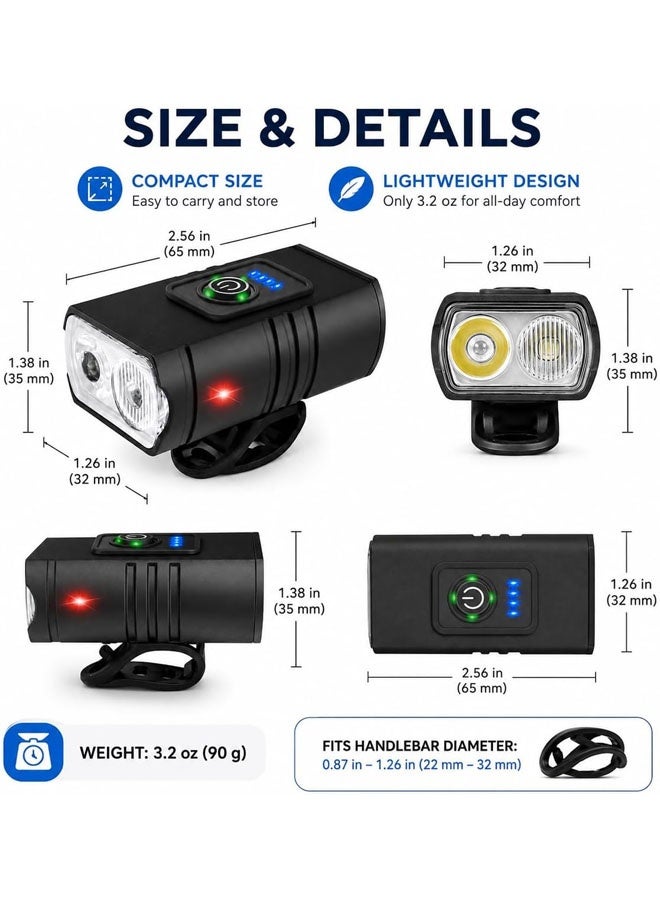 Bike Light,USB Rechargeable Bike Light Set Front & Rear,Super Bright Waterproof Bicycle Lights,LED Headlight & Taillight for Road Bike MTB Cycling,Easy Install Safety Lights,Auto-Sensing Night Mode, IPX5 Waterproof, USB-C Fast Charge - Image 2