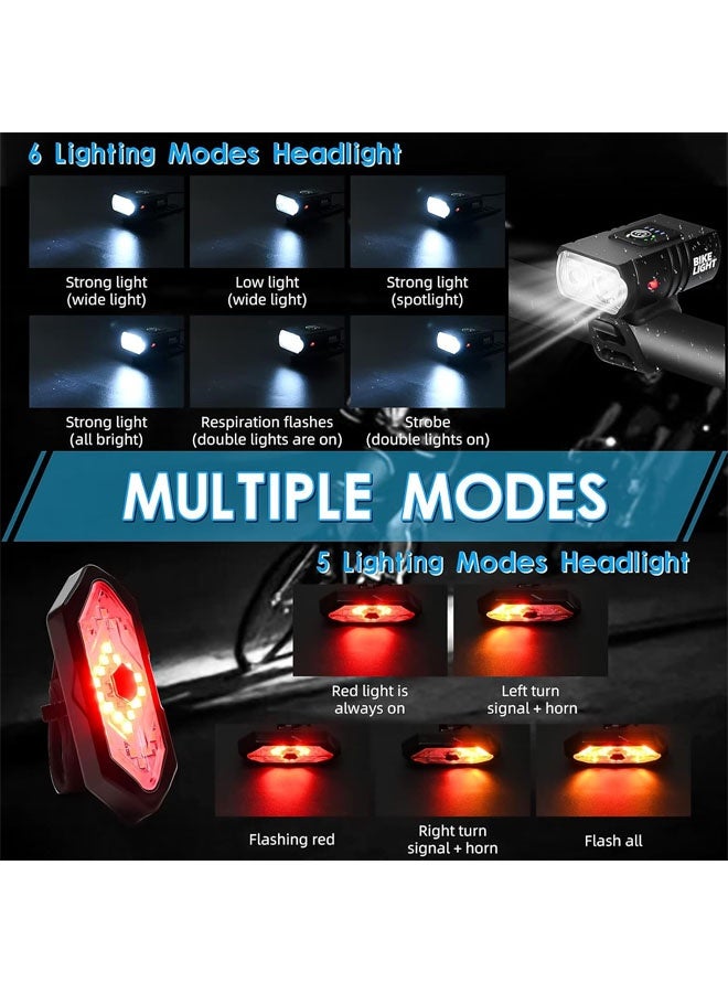 Bike Light,USB Rechargeable Bike Light Set Front & Rear,Super Bright Waterproof Bicycle Lights,LED Headlight & Taillight for Road Bike MTB Cycling,Easy Install Safety Lights,Auto-Sensing Night Mode, IPX5 Waterproof, USB-C Fast Charge - Image 5