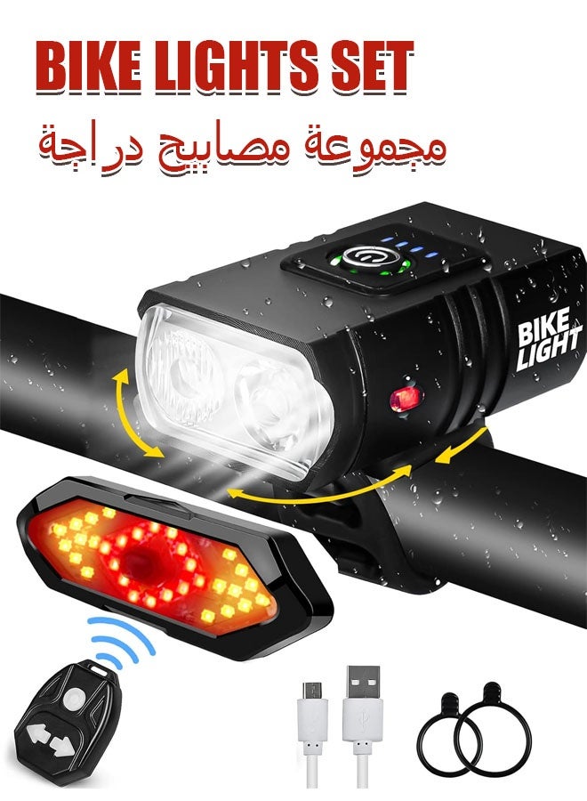 Bike Light,USB Rechargeable Bike Light Set Front & Rear,Super Bright Waterproof Bicycle Lights,LED Headlight & Taillight for Road Bike MTB Cycling,Easy Install Safety Lights,Auto-Sensing Night Mode, IPX5 Waterproof, USB-C Fast Charge - Image 1