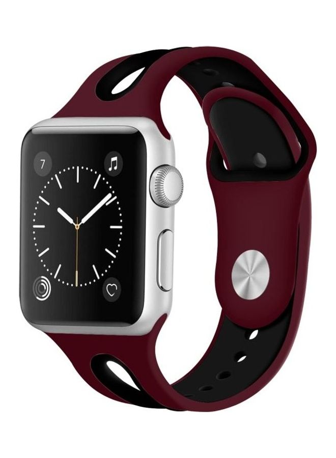 HuHa Replacement Watchband for Apple Watch Series 7/6/5/4/3/2/1/SE 38/40/41mm Red/Black - Image 3