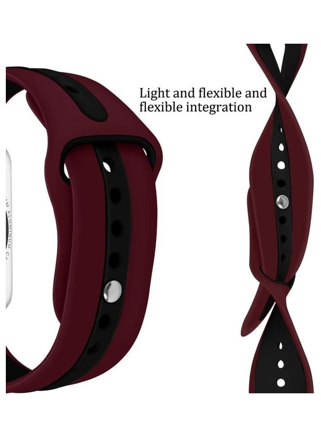 HuHa Replacement Watchband for Apple Watch Series 7/6/5/4/3/2/1/SE 38/40/41mm Red/Black - Image 4