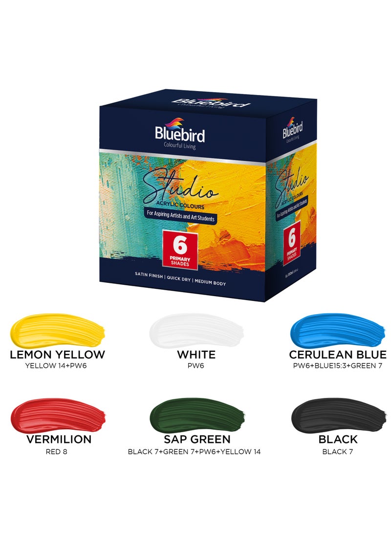 Bluebird Acrylic Paint Primary Colors Student DIY Painting Pack Non-Toxic Art & Craft for Artists, Kids, Adults & Hobby Painters (Primary Colours, 100ML - Set of 6) - Image 5