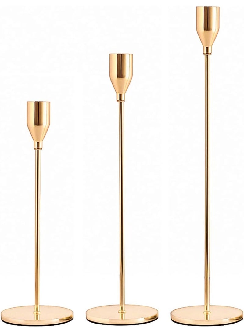 Gold candlestick set of 3 pieces - Image 1