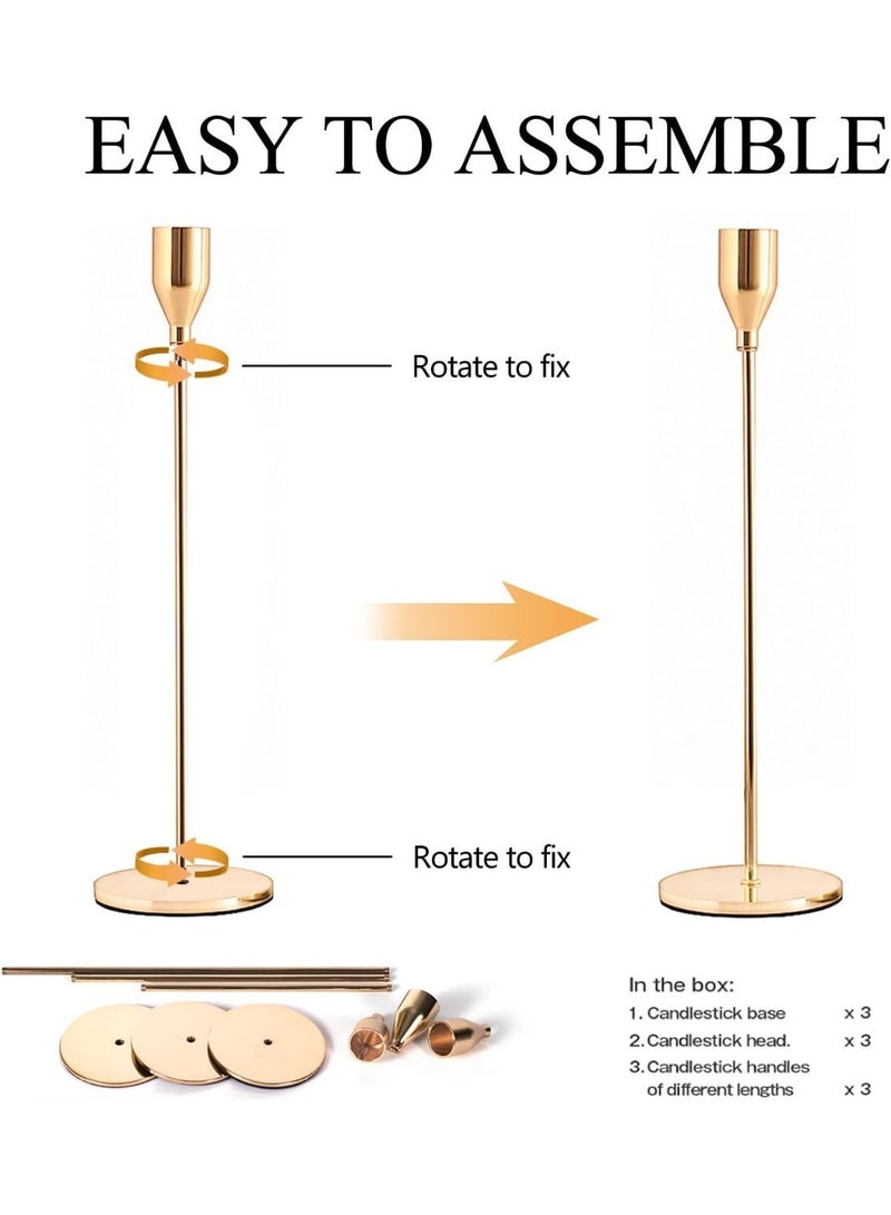 Gold candlestick set of 3 pieces - Image 3