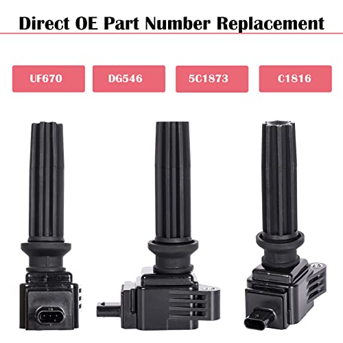 LCWRGS مجموعة من 4 حزم لفائف الإشعال تناسب 2.0L L4 فورد فوكس إيسكيب فيوجن إيدج لينكولن MKC MKZ 2.0 2012 2013 2014 2015 2016 2017 2018 2019 OE# C1816 UF670 DG546 - Image 2