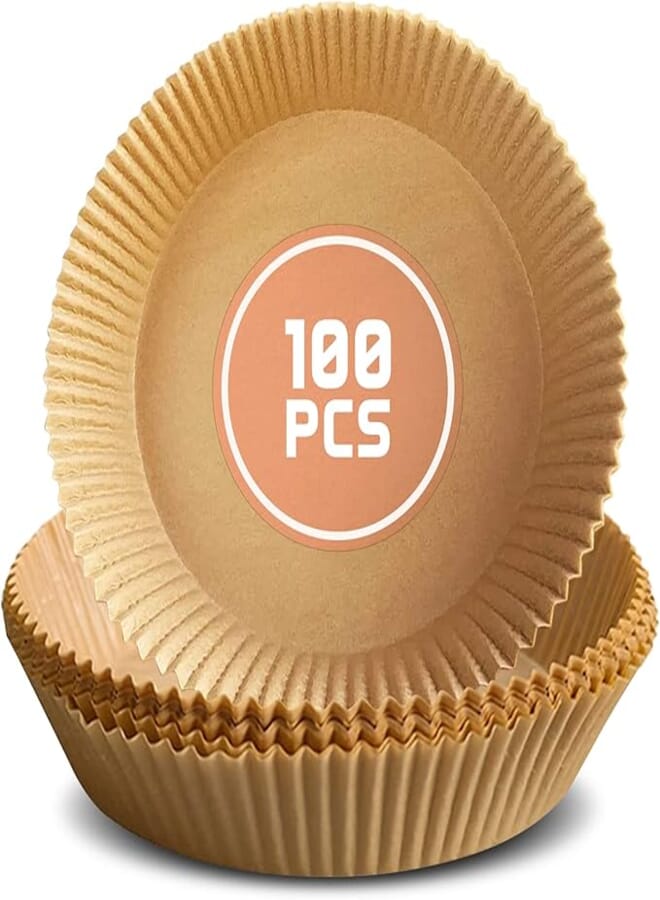 Spaceshoop Air Fryer Liners, Oil-Proof and Waterproof Parchment Paper Liners, Food Grade Baking Parchment Paper (100 Pack, 6.3 Inch)