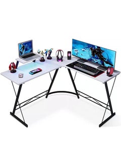 L-Shaped Desk,50.8" Computer Corner Desk,Home Gaming Desk Office Writing Workstation with Large Monitor Stand,Space-Saving,Easy to Assemble(White))