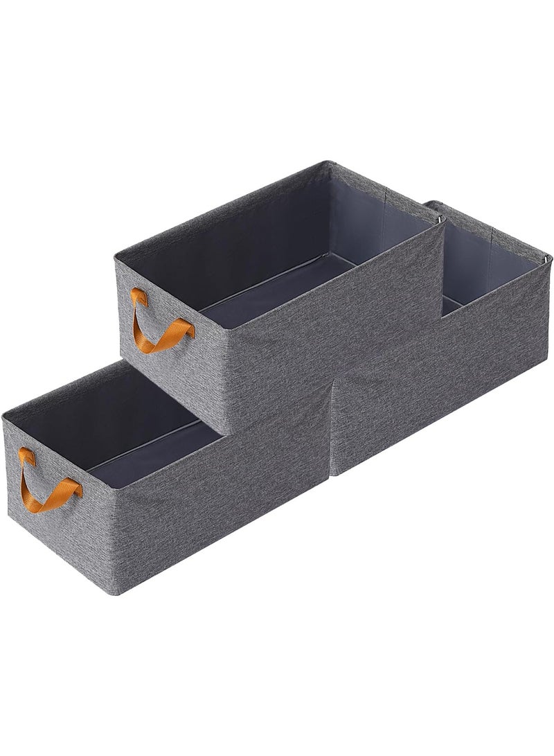 طقم صناديق تنظيم قماش 3 قطع بمقابض جانبية – منظمات تخزين متعددة الاستخدام للملابس، الأدراج، الدولاب، المكتب والمنزل - Image 1