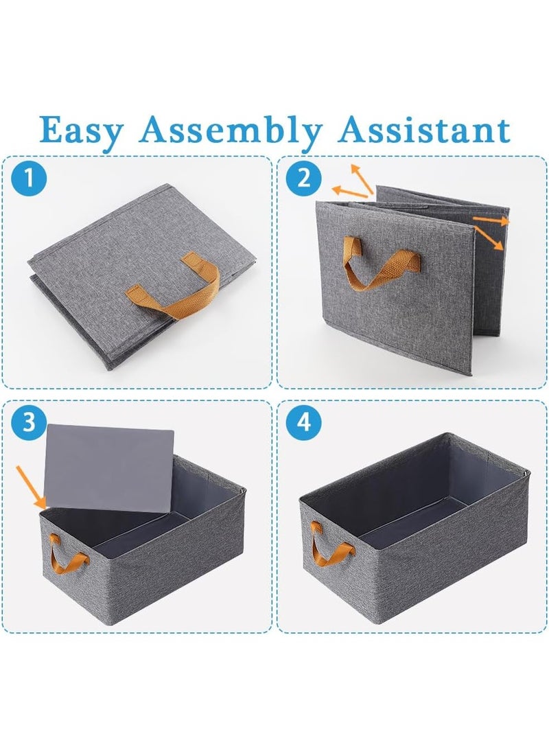 طقم صناديق تنظيم قماش 3 قطع بمقابض جانبية – منظمات تخزين متعددة الاستخدام للملابس، الأدراج، الدولاب، المكتب والمنزل - Image 4