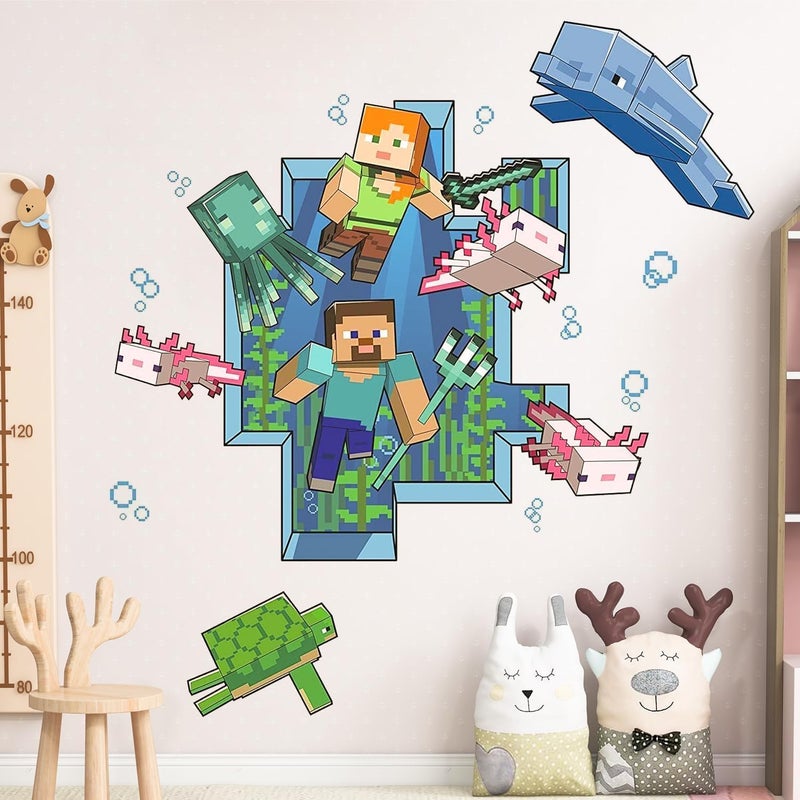 MINECRAFT ARS Minecraft Wall Stickers 30 x 79 cm Wallpaper, Posters, Wall Stickers for Bedrooms, Vinyl Wall Sticker, Cartoon Game Wall Art for Boys and Girls Room Decor, for Bedroom Living Room Birthday Gifts - Image 1