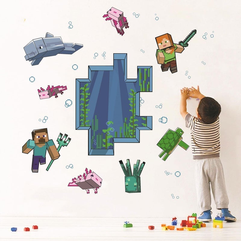 MINECRAFT ARS Minecraft Wall Stickers 30 x 79 cm Wallpaper, Posters, Wall Stickers for Bedrooms, Vinyl Wall Sticker, Cartoon Game Wall Art for Boys and Girls Room Decor, for Bedroom Living Room Birthday Gifts - Image 5