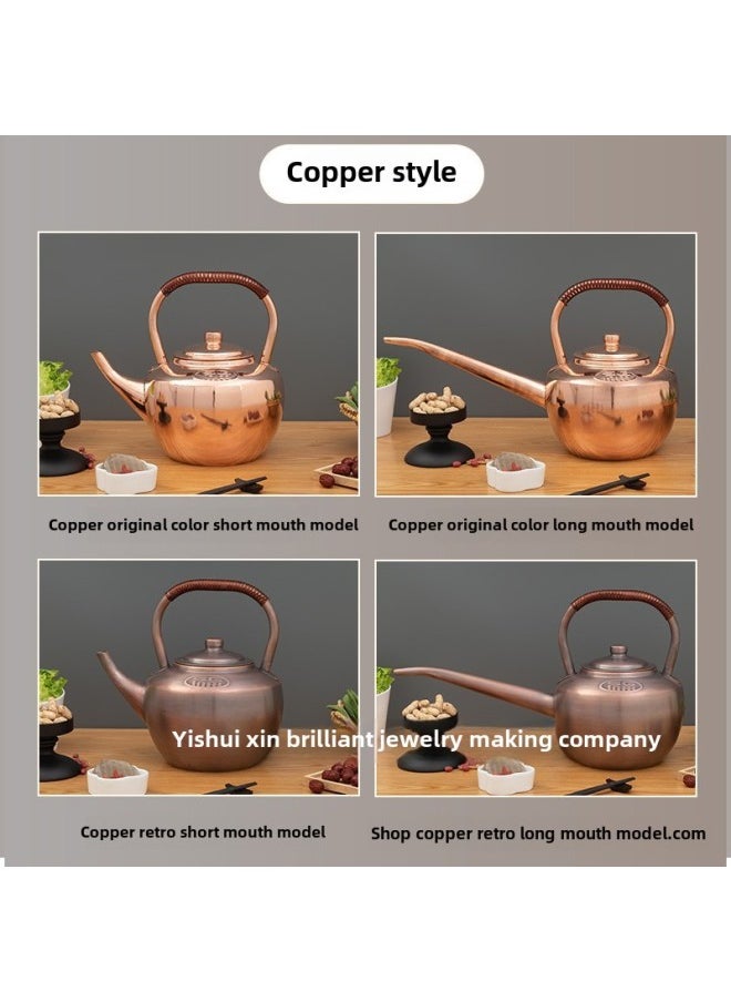 Generic - Pure Copper Water Kettle, Copper Thickeneded Soup Kettle, Copper Hot Pot Restaurant Special Long Mouth, Household Tea Making Old Copper Kettle, Handmade-Color:8 Liter Copper Pot (ordinary Short Mouth) Original Color Model - Image 1