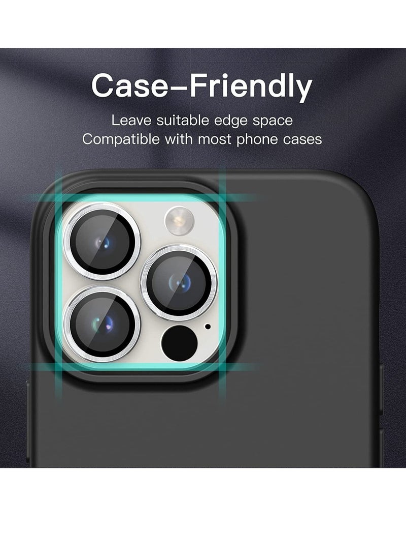 Camera Lens Protector for iPhone 14 Pro 6.1-Inch and iPhone 14 Pro Max 6.7-Inch, 9H Tempered Glass Metal Individual Ring Cover, HD Clear, 3-Pack - Image 5