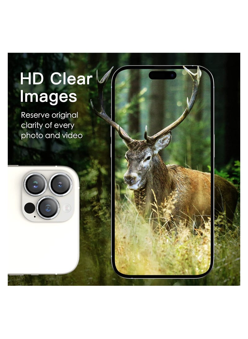 Camera Lens Protector for iPhone 14 Pro 6.1-Inch and iPhone 14 Pro Max 6.7-Inch, 9H Tempered Glass Metal Individual Ring Cover, HD Clear, 3-Pack - Image 3