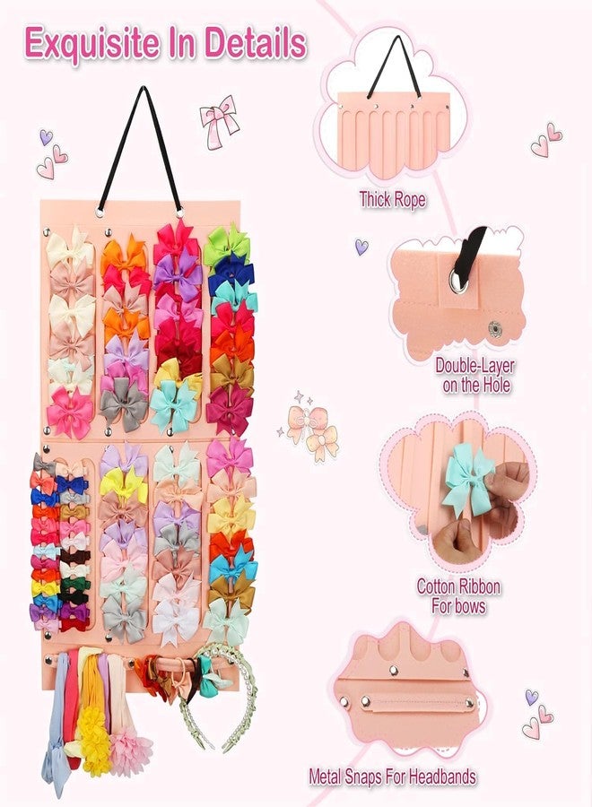 Abhaymart Bows hairband Holder 16 Ribbons Row Organizer Bow Hanger for Girls Baby Hair Accessory Storage Display Wall Hanging for Girl Room Baby Nursery Decors - Image 4