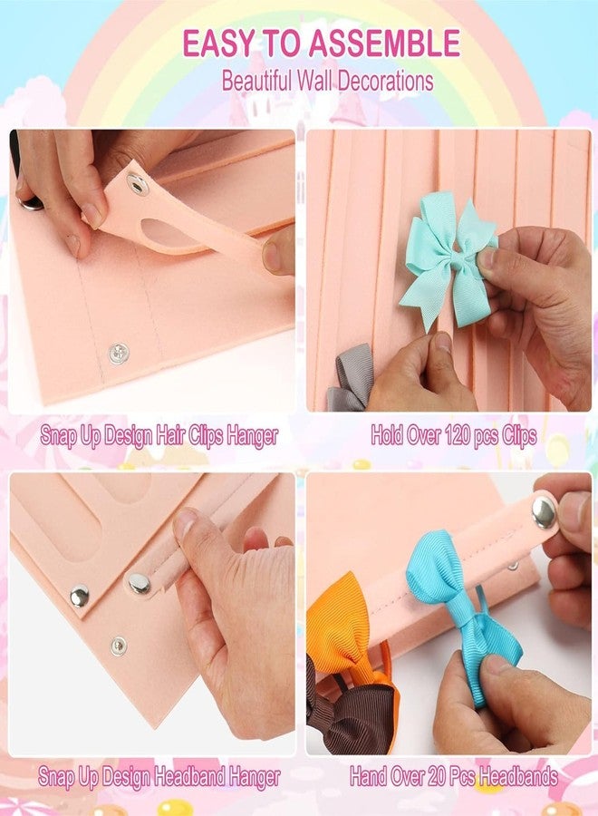 Abhaymart Bows hairband Holder 16 Ribbons Row Organizer Bow Hanger for Girls Baby Hair Accessory Storage Display Wall Hanging for Girl Room Baby Nursery Decors - Image 3