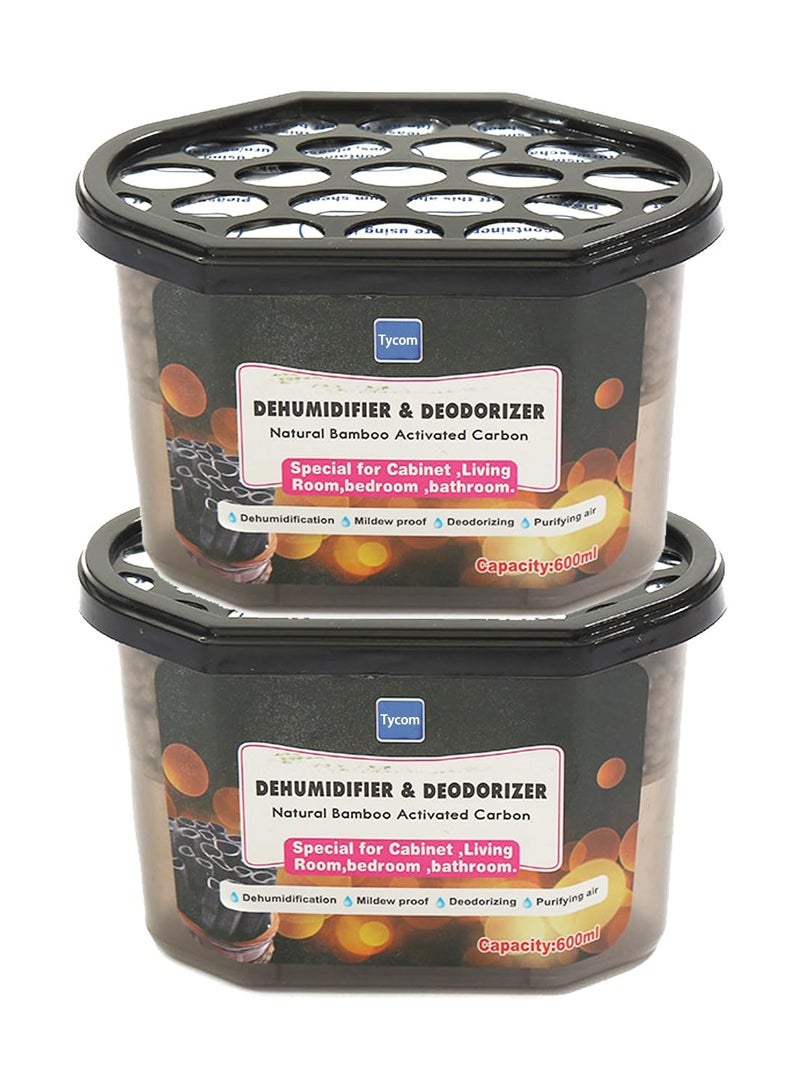 TYCOM Moisture Absorber Boxes Set 2Pack Fragrance Free Dehumidifier for Closet Kitchen Study and Bathroom 600ml Each Humidity Absorber 2 Pack. - Image 1