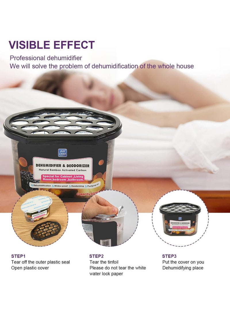 TYCOM Moisture Absorber Boxes Set 2Pack Fragrance Free Dehumidifier for Closet Kitchen Study and Bathroom 600ml Each Humidity Absorber 2 Pack. - Image 5