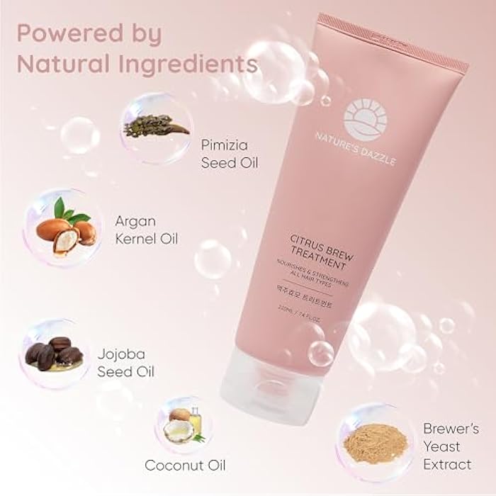 Nature's Dazzle Hinoki Cypress Shampoo (White Musk Scent) 33.8 oz & Citrus Brew Treatment (Grapefruit Scent) 7.4 oz – Scalp Soothing & Deep Nourishing Hair Care Duo 2 Piece Set - Image 5