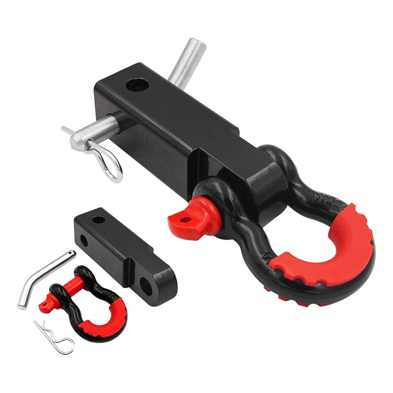 Shackle Hitch Receiver 2 inch 42000 Lbs Maximum Break Strength Solid with 34 D Ring Heavy Duty Towing Hitch Receivers Never Rust Best Towing Accessories for Vehicle Recovery OffRoad