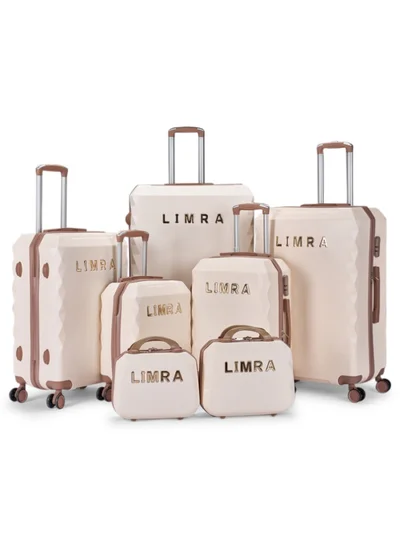 LIMRA Travel bag set consisting of 7 luggage bags Beige/Gold color, size 32"/28"/24"/20"/16"/15"/12 inches
