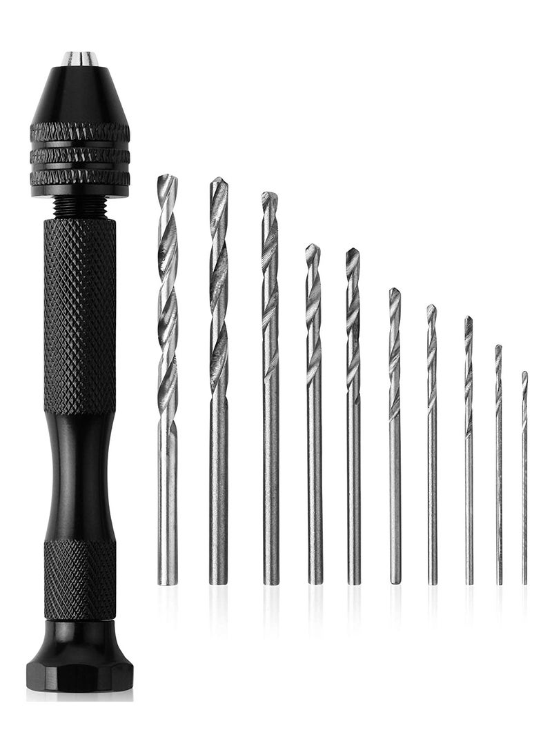 Drill Drivers, Hand Drill with 10 Drill Bits (0. 3.0mm), Jewelry Drill, Resin Drill Mini Drill Hand Drill for Jewelry Making Pin Vise Hand Drill Hand Drill for Resin, Micro Drill Bit, Mini Drill Set - Image 1