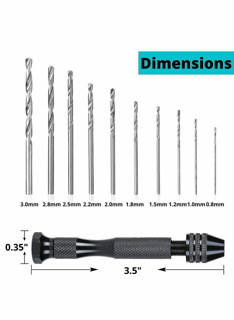 Drill Drivers, Hand Drill with 10 Drill Bits (0. 3.0mm), Jewelry Drill, Resin Drill Mini Drill Hand Drill for Jewelry Making Pin Vise Hand Drill Hand Drill for Resin, Micro Drill Bit, Mini Drill Set - Image 3