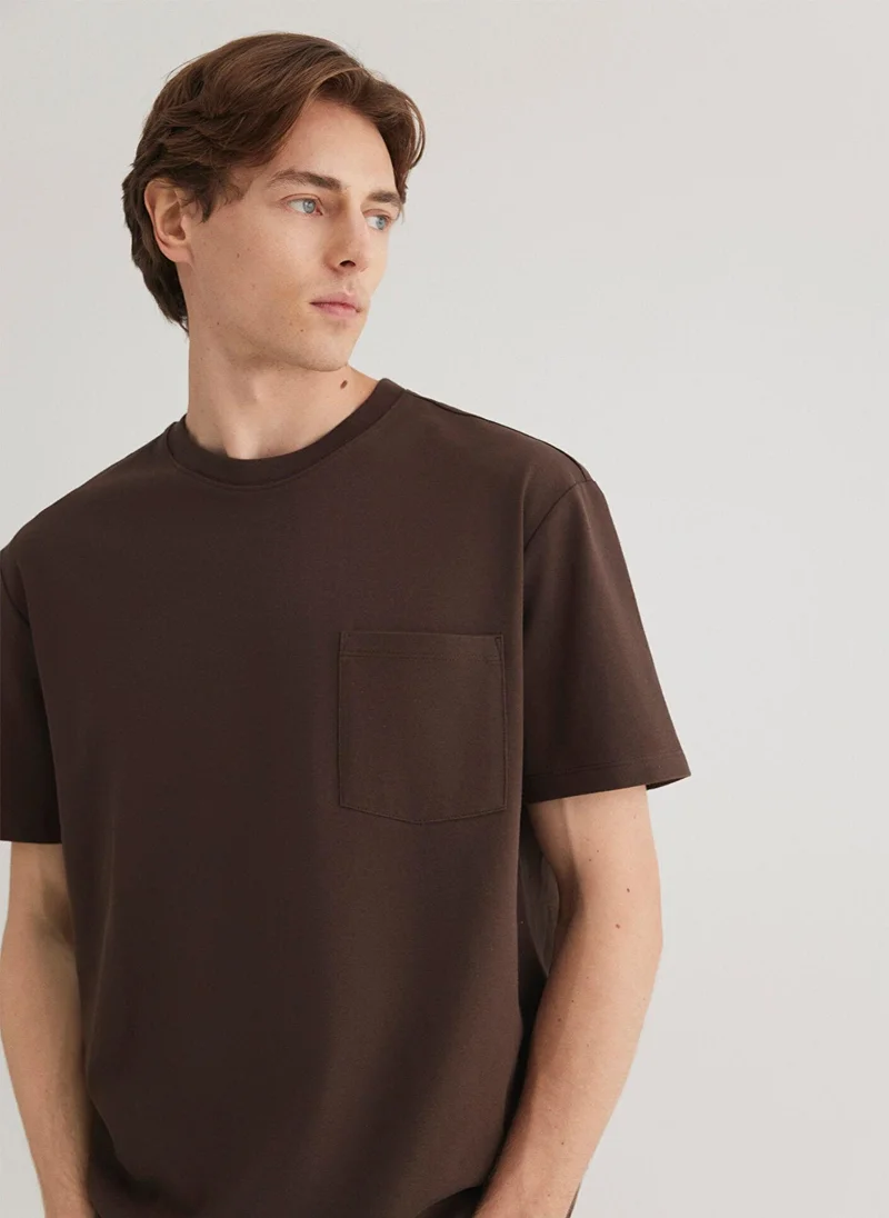 MAVI Brown T-shirt with Pocket Detail