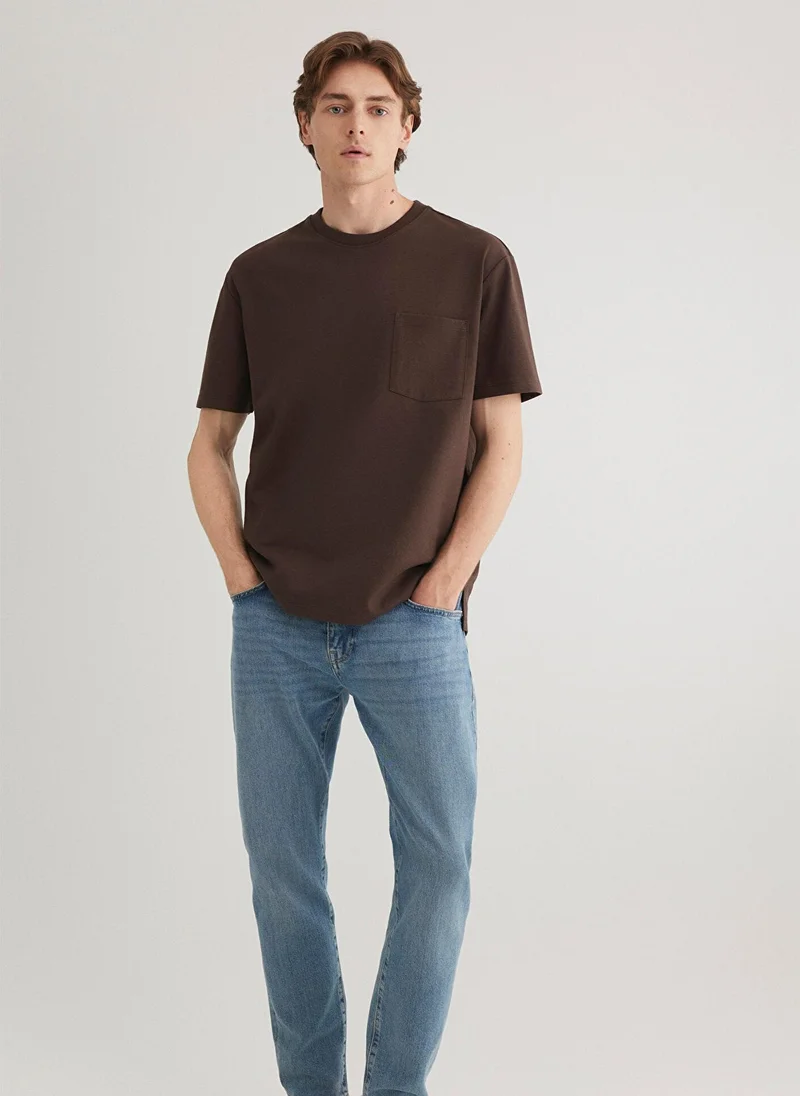 MAVI Brown T-shirt with Pocket Detail