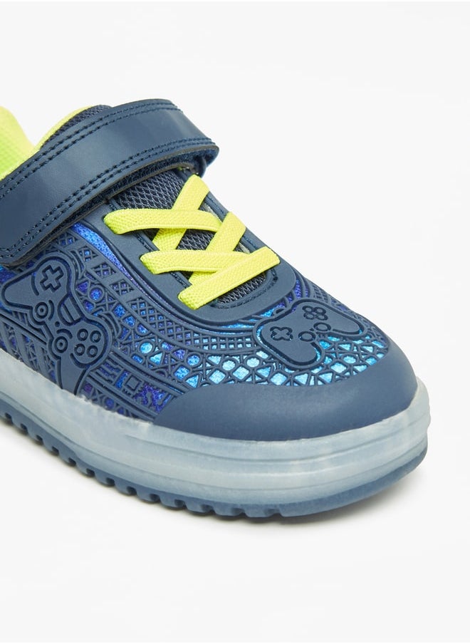 Textured Sneakers with Hook and Loop Closure