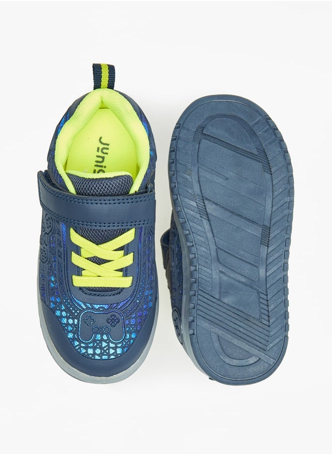 Textured Sneakers with Hook and Loop Closure