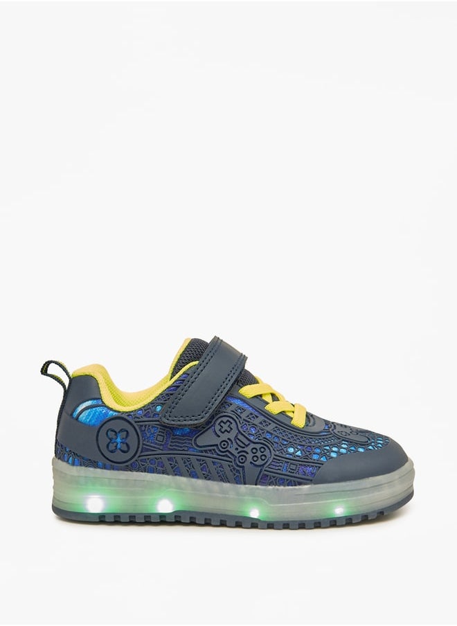 Textured Sneakers with Hook and Loop Closure