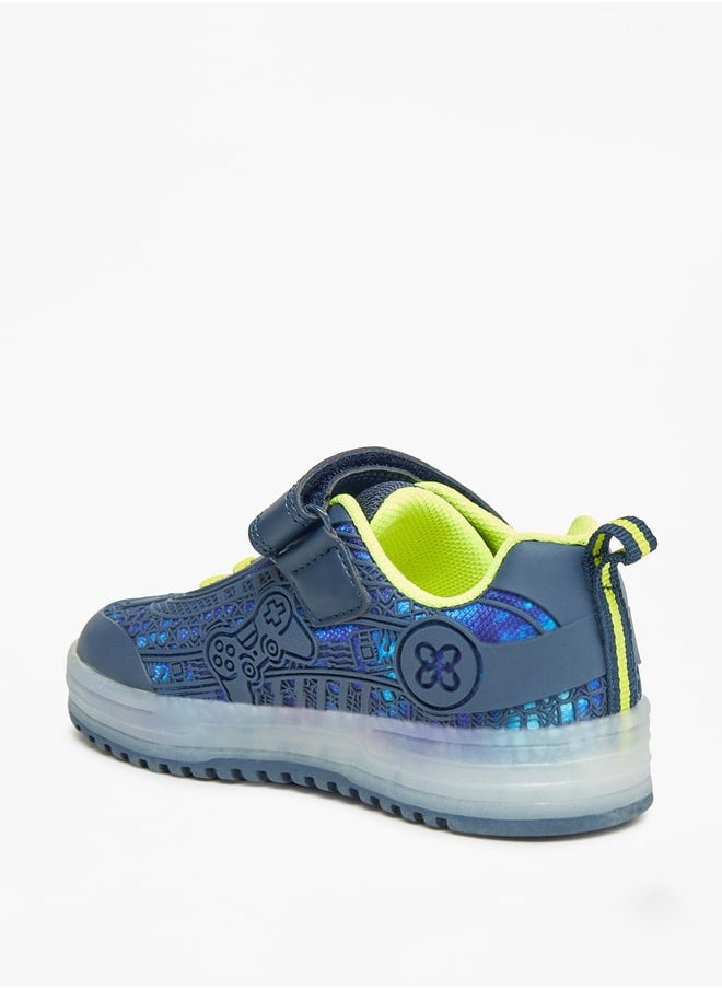 Textured Sneakers with Hook and Loop Closure