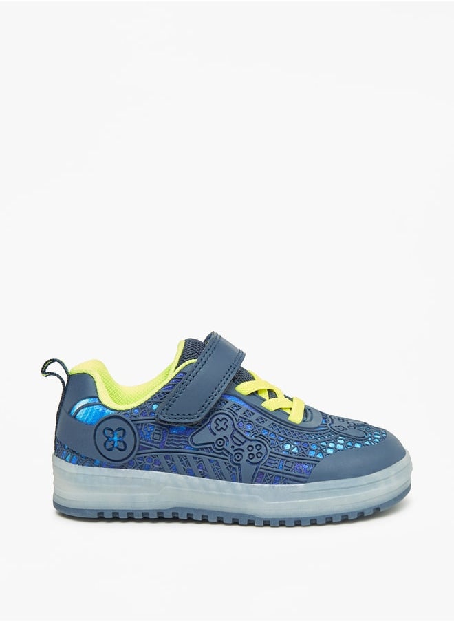 Textured Sneakers with Hook and Loop Closure