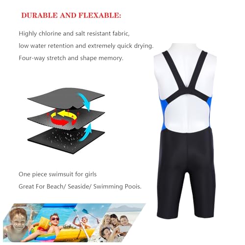karrack Girls Swimming Suit Sports Conjoined Girls Training Competition Children Swimming Suit Black - Image 2