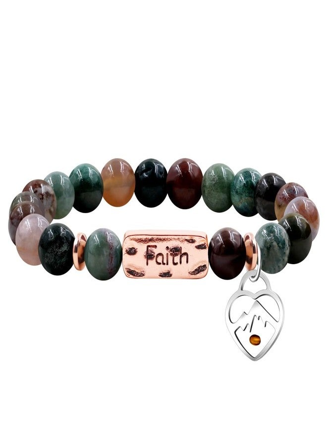 Tobestu Indian Agate Bead Faith Bracelet for Meditation | Mustard Seed Heart Charm Christian Bracelets for Men Women | Y4108 - Image 1
