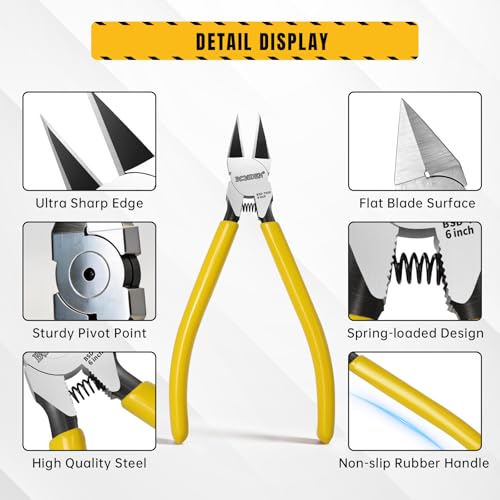 BOOSDEN Wire Cutters 2 Pack, 6 Inch Flush Cut Pliers | Spring Loaded Side Cutting Dikes for Jewelry Making, Artificial Flowers, Floral Wire, Crafting and Electrical Repairs - Image 3