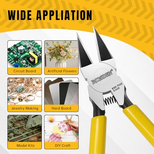 BOOSDEN Wire Cutters 2 Pack, 6 Inch Flush Cut Pliers | Spring Loaded Side Cutting Dikes for Jewelry Making, Artificial Flowers, Floral Wire, Crafting and Electrical Repairs - Image 5