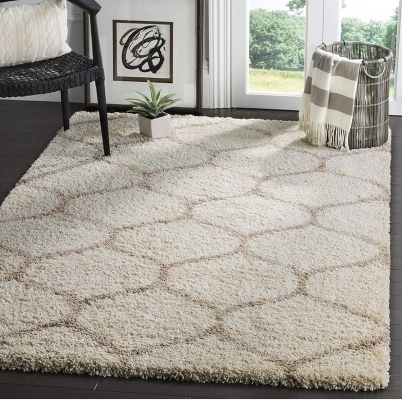 FRESH FROM LOOM Royal Edition 60x84 Inch Carpets for Home | Premium Shaggy Fur Rug Runner | Anti-Skid Bedroom Carpet |Premium Carpets for Living Area Office Sofa Room (5x7 feet), Beige - Image 1