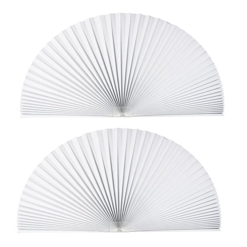 Touri 2 PCS Arch Window Light Filtering Pleated Shade Blinds for semi-Circle Arch Window, 60%-70% Shade, Easy to Cut and Install, 72" x 36", White - Image 1