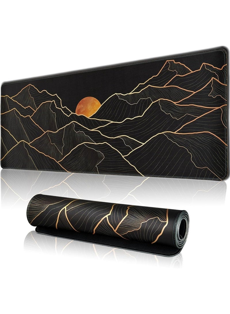 كبيرة لوحة الماوس سطح المكتب الألعاب، وسادة سطح المكتب مع حافة الملف، وسادة سطح المكتب المقاومة للماء، قاعدة المطاط المضادة للانزلاق، 31.5x11.8 بوصة لوحة المفاتيح وسادة الكمبيوتر، كبيرة XL وسادة الماوس السوداء - Image 1