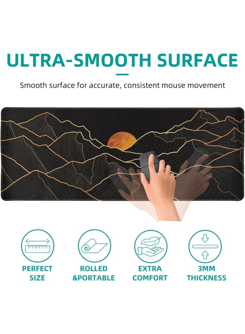 كبيرة لوحة الماوس سطح المكتب الألعاب، وسادة سطح المكتب مع حافة الملف، وسادة سطح المكتب المقاومة للماء، قاعدة المطاط المضادة للانزلاق، 31.5x11.8 بوصة لوحة المفاتيح وسادة الكمبيوتر، كبيرة XL وسادة الماوس السوداء - Image 5