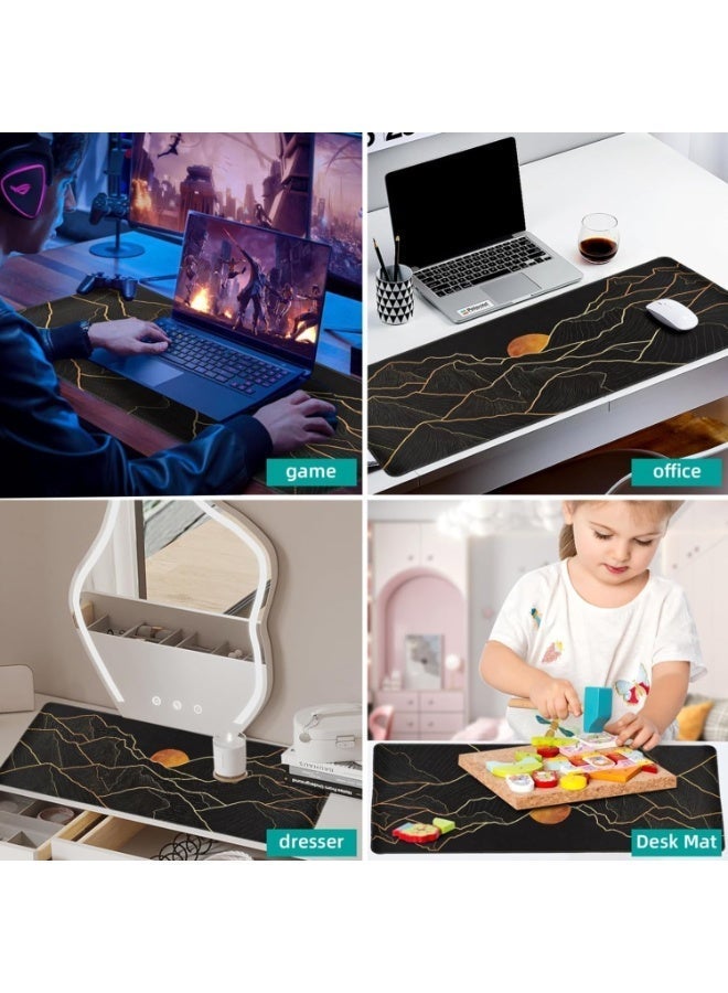 كبيرة لوحة الماوس سطح المكتب الألعاب، وسادة سطح المكتب مع حافة الملف، وسادة سطح المكتب المقاومة للماء، قاعدة المطاط المضادة للانزلاق، 31.5x11.8 بوصة لوحة المفاتيح وسادة الكمبيوتر، كبيرة XL وسادة الماوس السوداء - Image 3