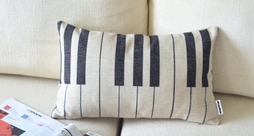 Decorbox Piano Keyboard Simple Music Throw Pillow Case Decor Cushion Covers Oblong 20*12 Inch Beige Cotton Blend Linen - Image 4