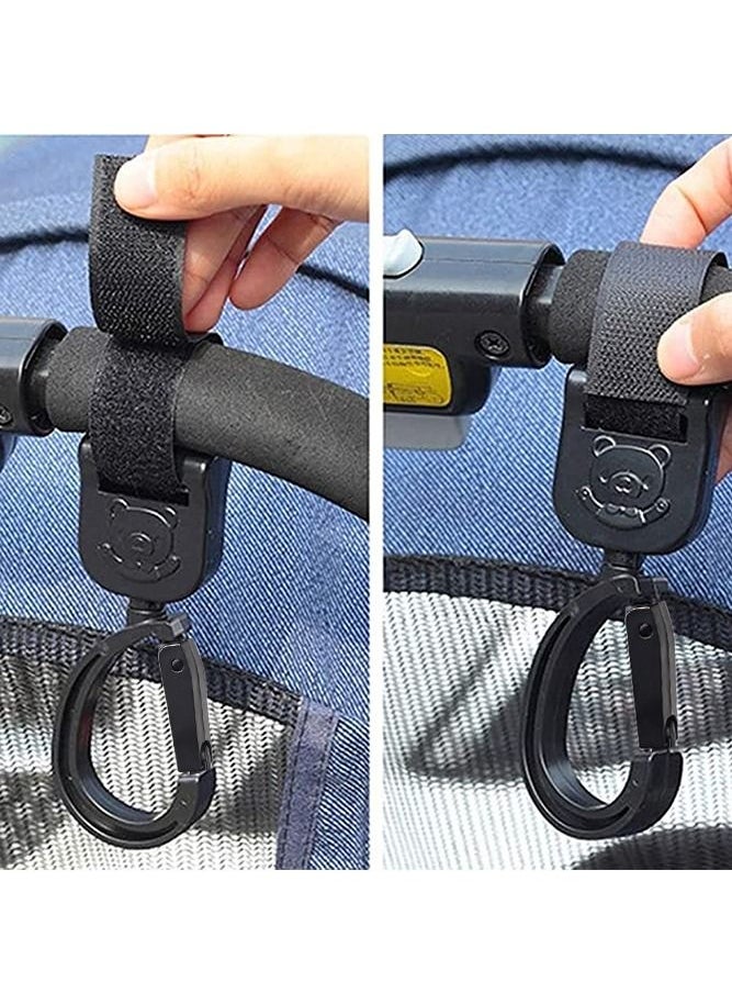 Bebiland Non-Slip Baby Stroller Hooks with Lovely Bear Pattern, 360-Degree Rotating Stroller Bag Clips for Hanging Diaper Bags, Black  - Image 3