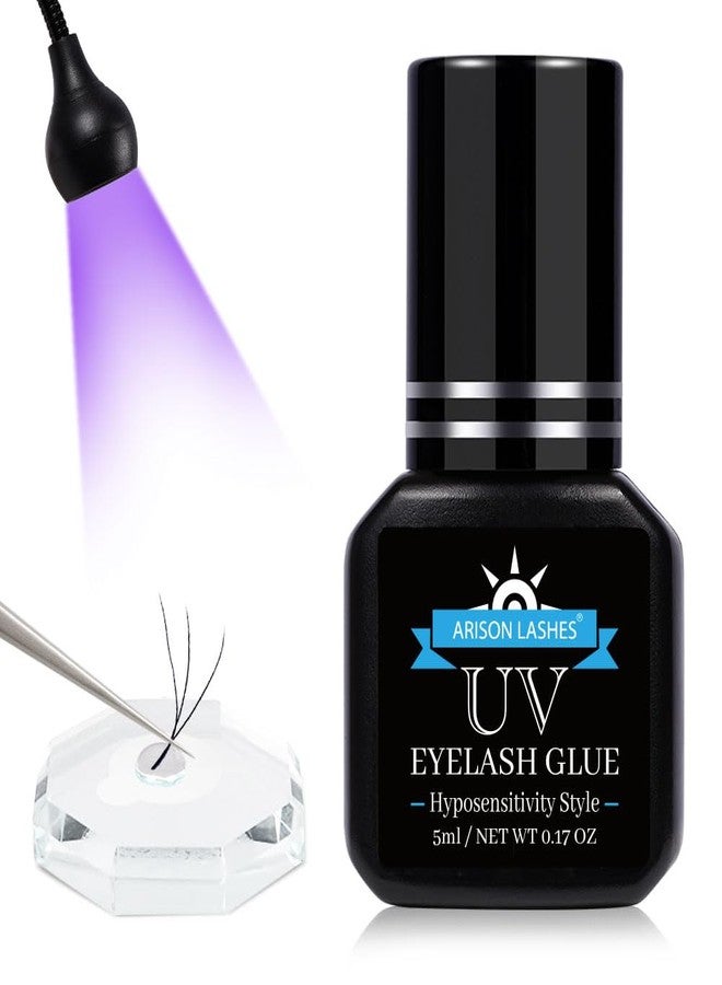 ARISON LASHES UV Eyelash Extension Glue Extra Powerful Eyelash Glue 0.5-1 Sec Drying Time 8-9 Weeks Retention Maximum Adhesion for Semi-Permanent Extensions Professional Use Only (Hyposensitivity Style) - Image 1